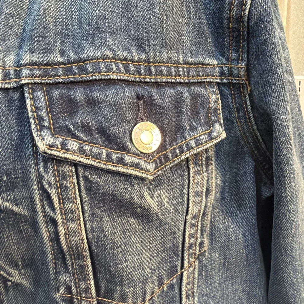 GAP Womens Jacket Size L Blue Jean Denim Icon Saddle Long Sleeve Cotton Pockets - Picture 2 of 16